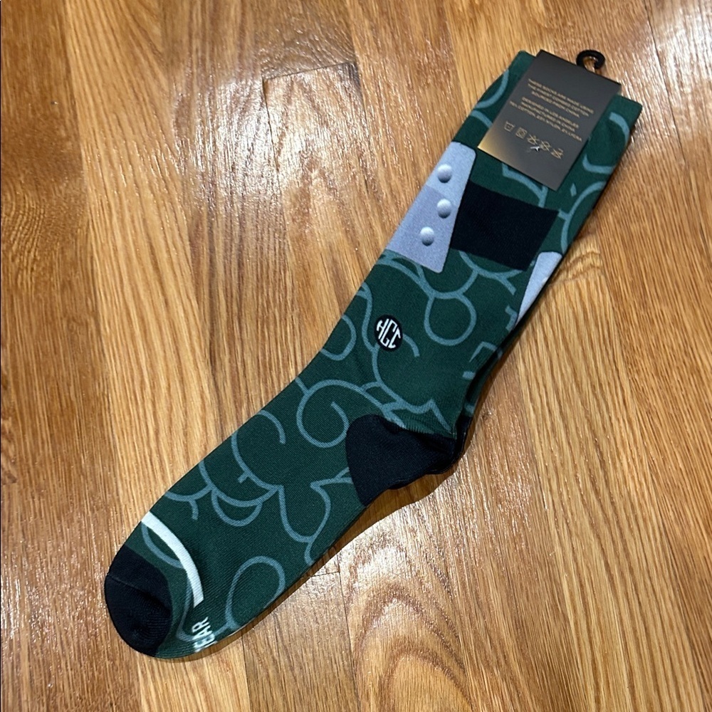 HGC tall crew socks graphic design Green Patterned Socks large / xl new - Picture 6 of 7